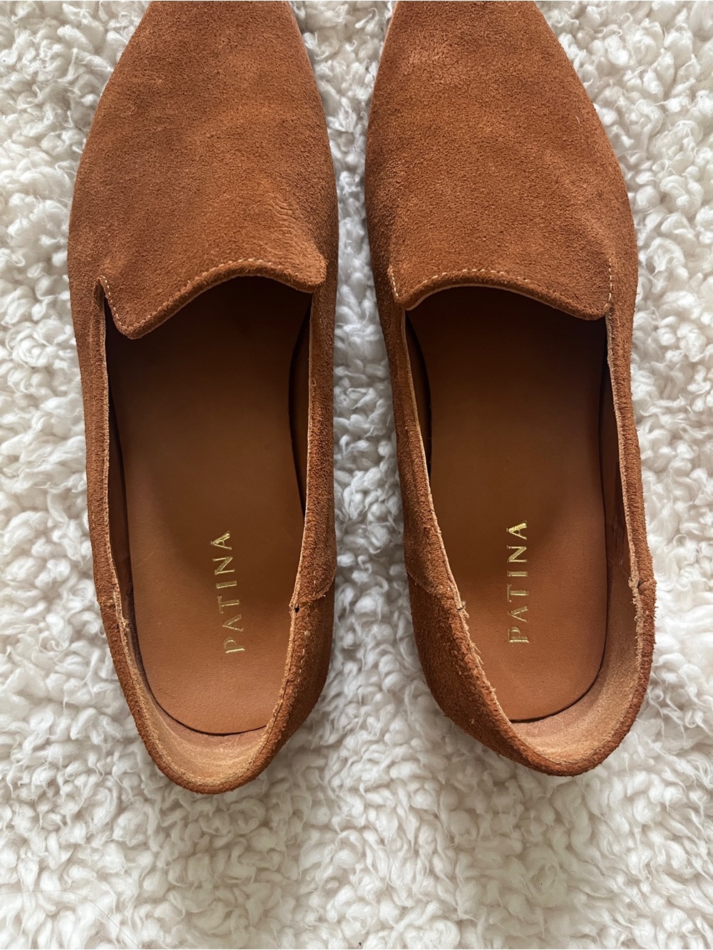 Portland Leather Patina Pointed Toe Suede Loafers in Cognac Brown - Picture 4 of 7